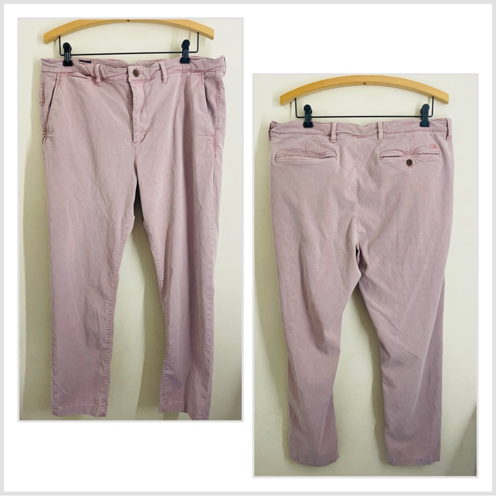 Faherty Coastline Premium Chino 38x32 Pink Mauve Pants Organic Cotton / Tencel
